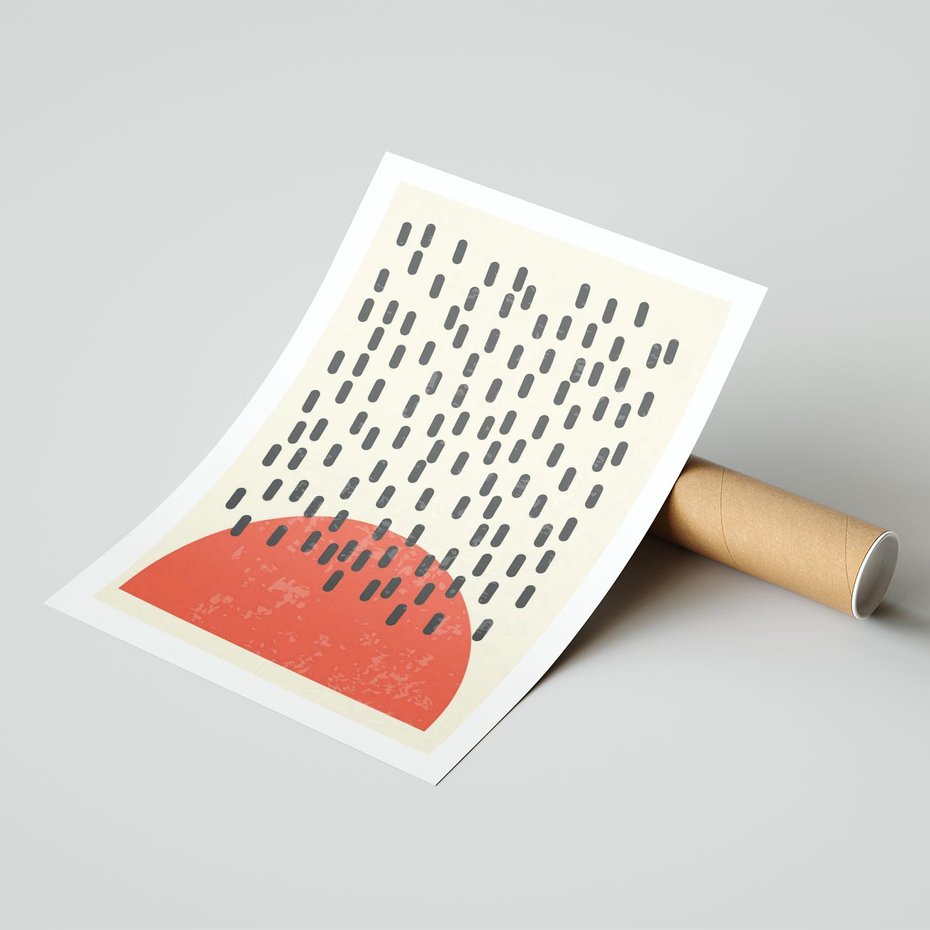 Plakat bez ramy 40x50 - Czerwona Abstrakcja: Grafika z Wyrazistym Kołem - abstrakcja grafika, czerwone koło