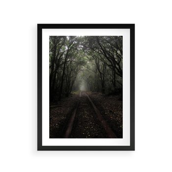 Plakat w ramie 30x40 - Urok Drogi - las, droga - rama czarna