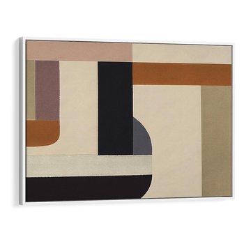Obraz w ramie 70x50 - Nowoczesne Brązy - geometryszne pasy, nowoczesny styl - rama biała