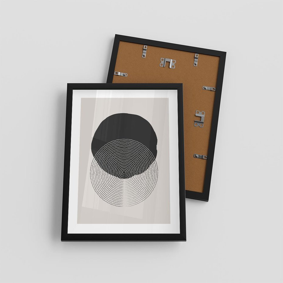 Plakat w ramie 30x40 - Boho Przenikanie Uroku - abstrakcyjna kompozycja, okręgi - rama czarna