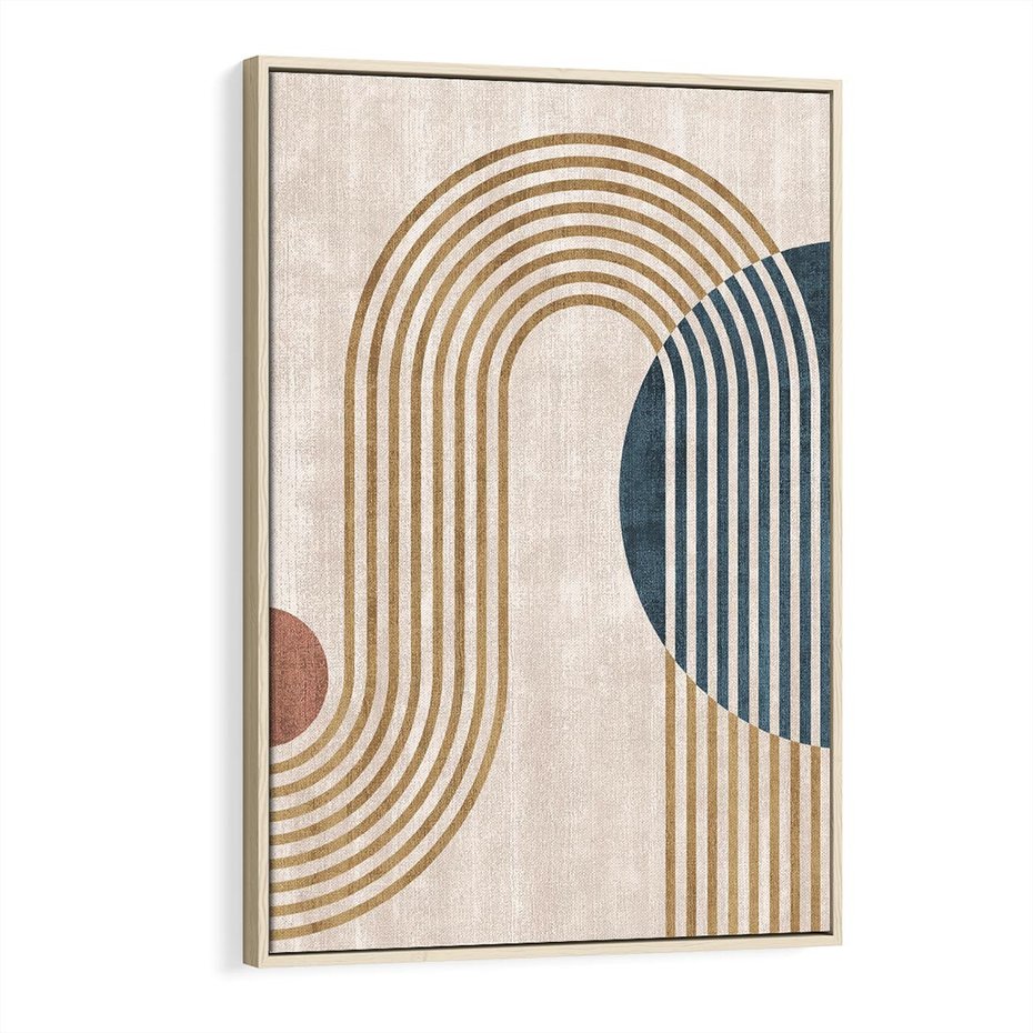Obraz w ramie 80x120 - Melodia ukrytych snów - retro grafika, styl mid-century - rama drewno
