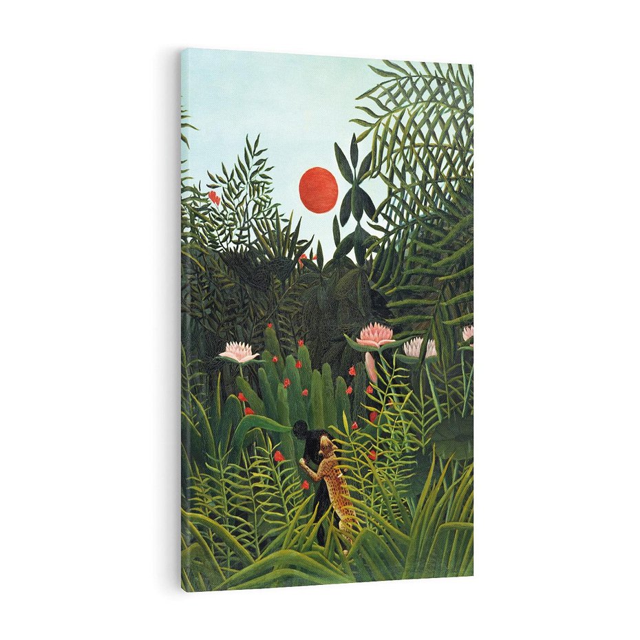 Obraz na płótnie 80x120 - "Virgin Forest with Sunset " (1910) Henriego Rousseau - reprodukcja, obraz na płótnie