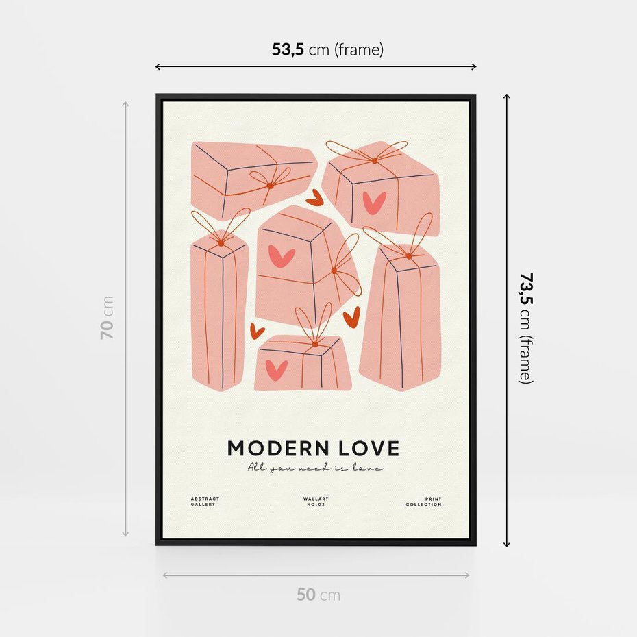 Obraz w ramie 50x70 - Nowoczesna Miłość - nowoczesna grafika, pastelowe kolory - rama czarna