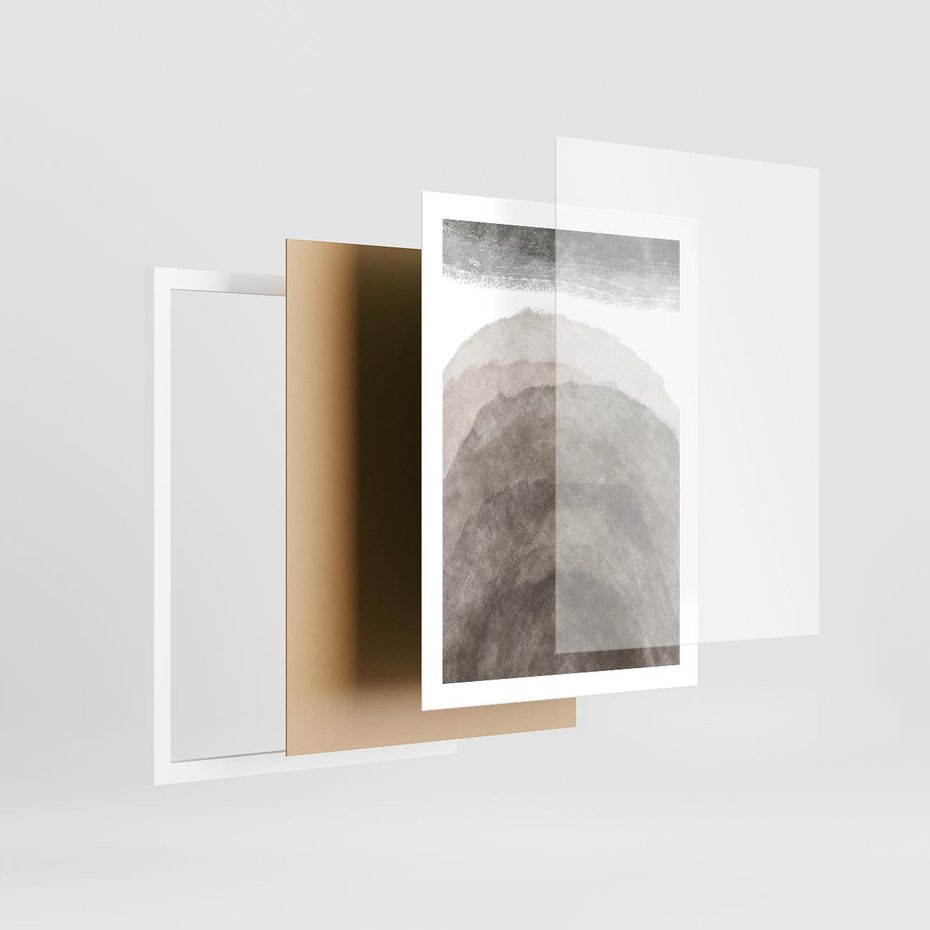 Plakat w ramie 50x70 - Przenikające Kształty - rozmyte cienie, abstrakcja - rama biała