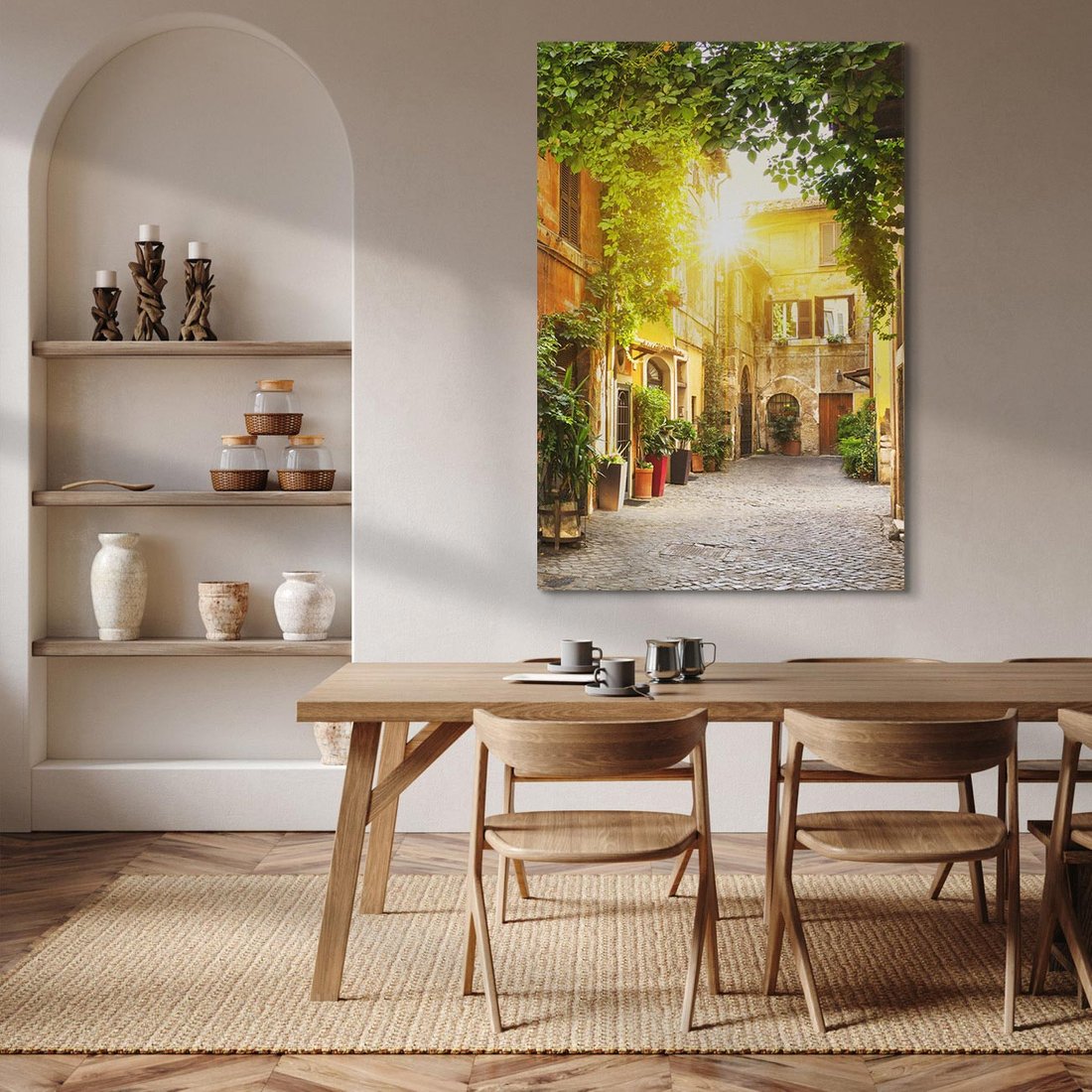 Obraz na płótnie 80x120 - Malownicza Wędrówka - uliczka, perspektywa