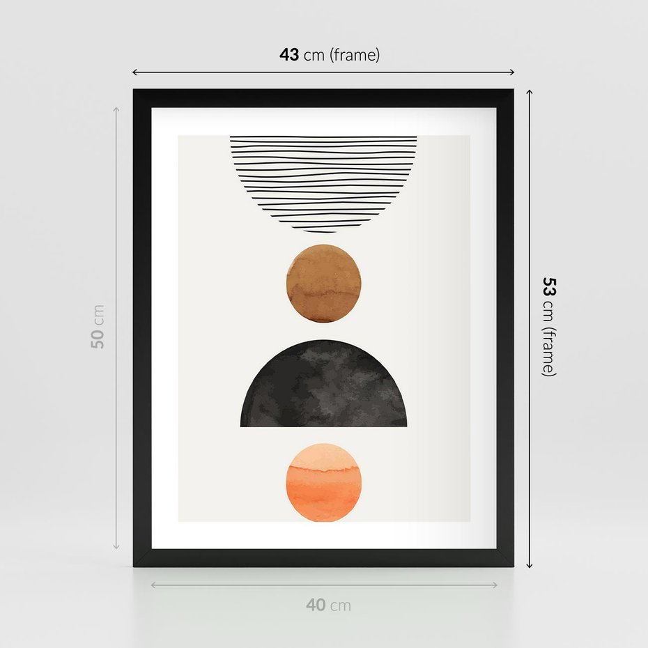 Plakat w ramie 40x50 - Geometryczna Przygoda - nowoczesna grafika, geometria - rama czarna