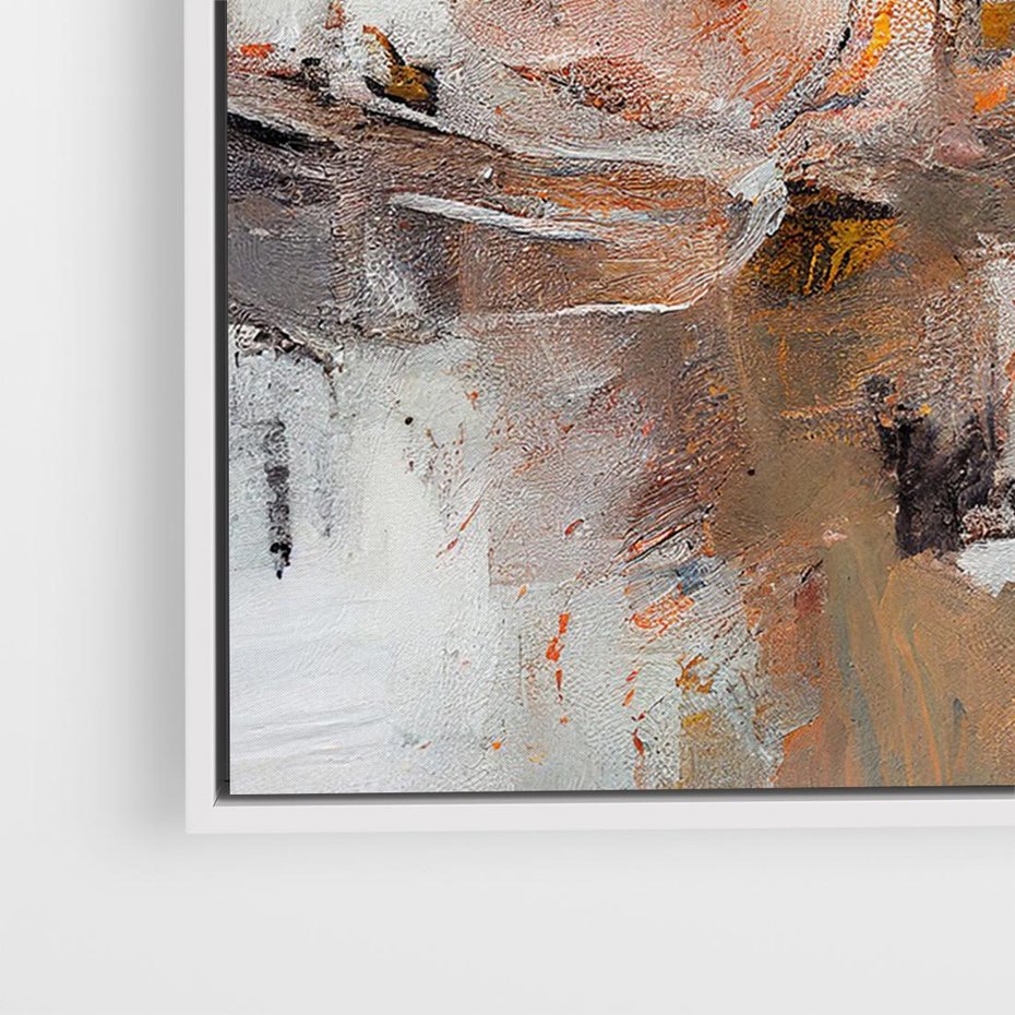 Obraz w ramie 100x70 - Taniec księżycowego pyłu - abstrakcja, tekstury farb - rama biała