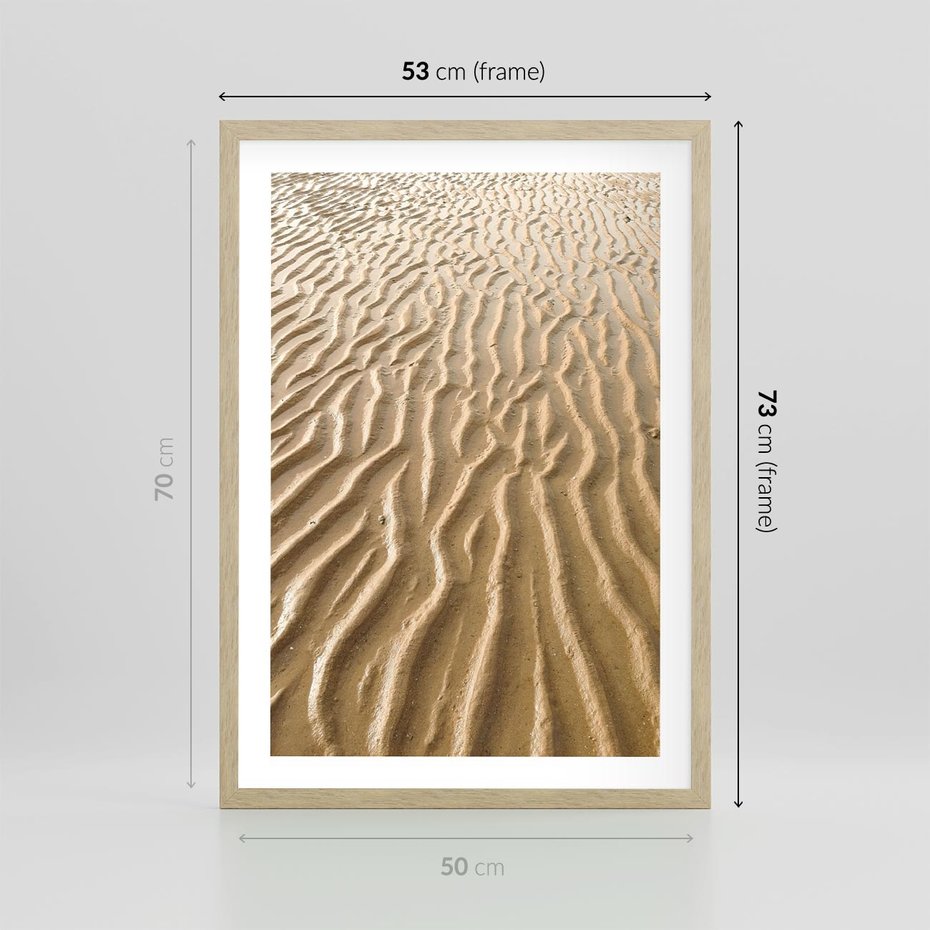 Plakat w ramie 50x70 - Piasek i Nieskończoność - pustynia, piasek - rama drewno