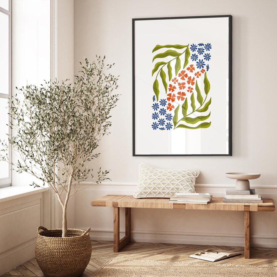 Plakat bez ramy 21x30 - Splątane Granice - kwiaty, sztuka nowoczesna