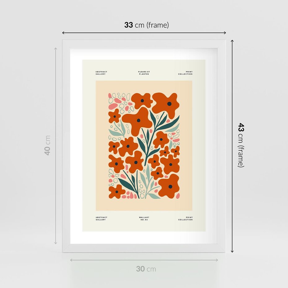 Plakat w ramie 30x40 - Refleksje Kolorowych Tajemnic - kwiaty, kompozycja - rama biała