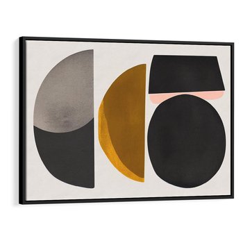 Obraz w ramie 70x50 - Tajemnice sztuki odkryte - geometryczne półkola, kształty - rama czarna