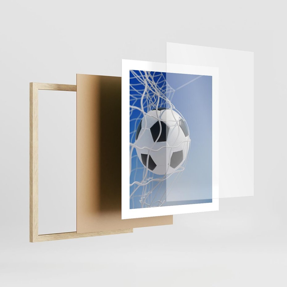 Plakat w ramie 40x50 - Pasja na Plaży - piłka, siatka - rama drewno