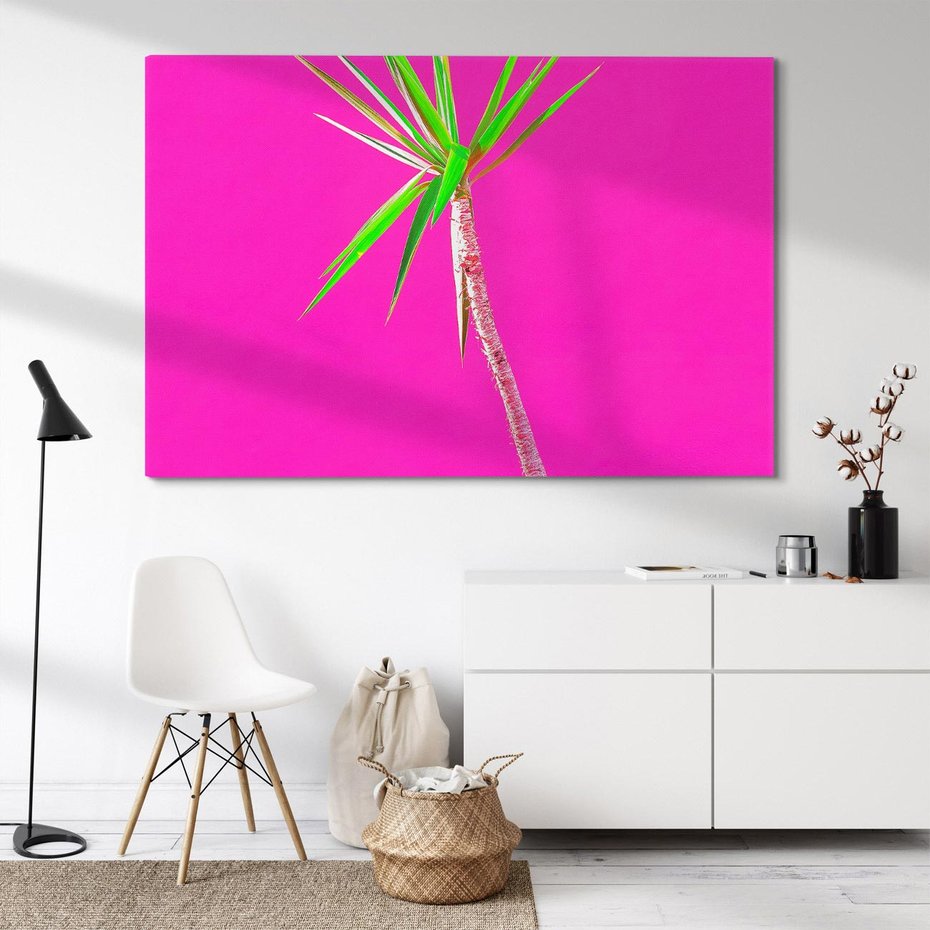 Obraz na płótnie 70x50 - Retro Stylizacja - palma, liście