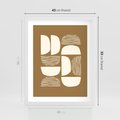 Plakat w ramie 40x50 - Wewnętrzne Spektrum - geometryczne boho kształty na brązowym, karmelowym tle - rama biała