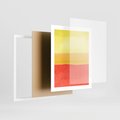 Plakat w ramie 40x50 - Rozmyte Odbicia - kolorowe akwarelowe pasy, odcienie żółci i czerwieni - rama biała