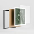 Plakat w ramie 40x50 - Zielony Oddech - zielona abstrakcja, zgaszona zieleń - rama czarna