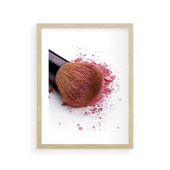 Plakat w ramie 30x40 - Makijaż w kolorze pędzla - makijaż, pędzel - rama drewno