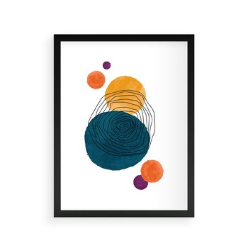 Plakat w ramie 40x50 - Kolorowe Plam z Czarnymi Liniami - kolorowe plamy, szkic - rama czarna