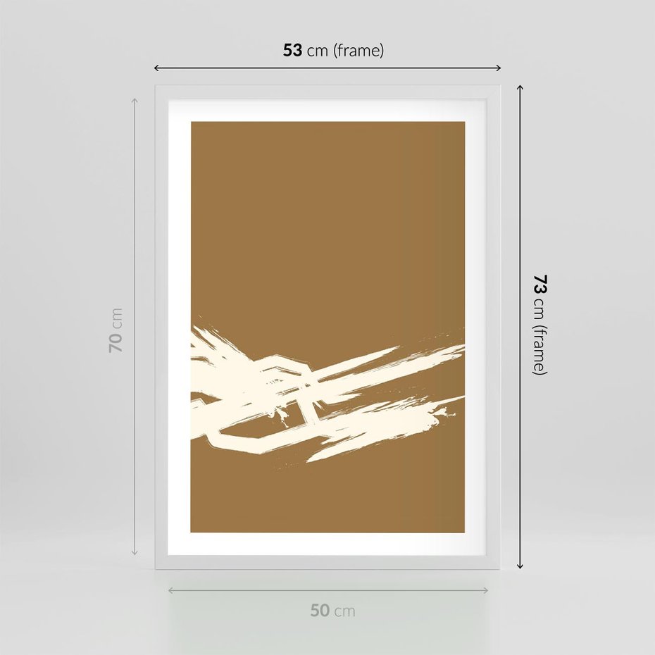 Plakat w ramie 50x70 - Taniec Energii - abstrakcyjne kreski, maźnięcia - rama biała