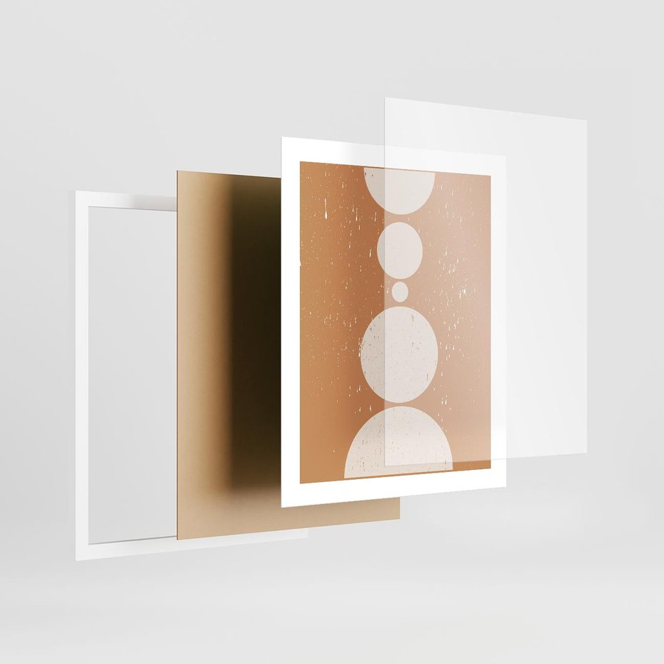 Plakat w ramie 40x50 - Podróżne Echa - mid century styl, nowoczesna grafika - rama biała