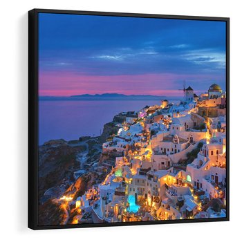 Obraz w ramie 50x50 - Wyblakłe wspomnienia gwiazd - Santorini, wieczór - rama czarna