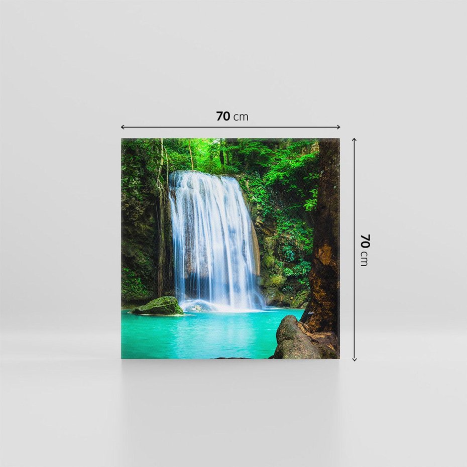 Obraz na płótnie 70x70 - : Moc Natury - wodospad, rzeka