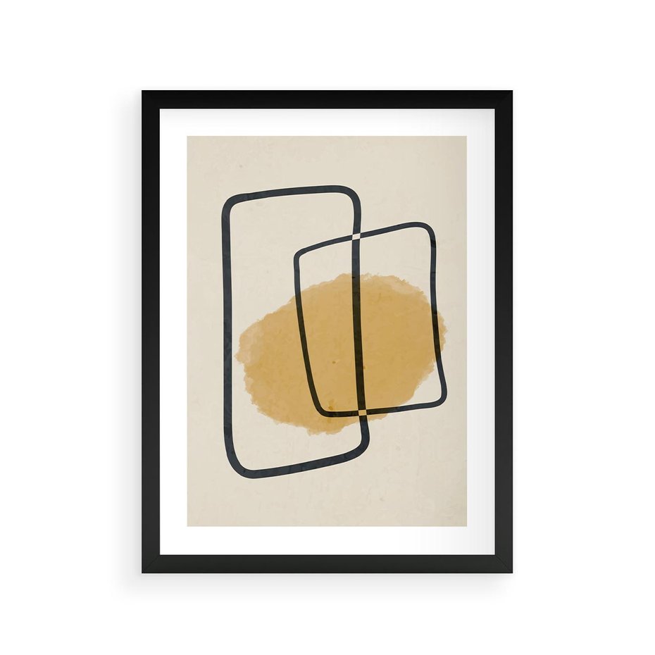 Plakat w ramie 30x40 - Rozkwitające Formy - abstrakcyjne nieregularne kształty, minimalistyczny plakat - rama czarna