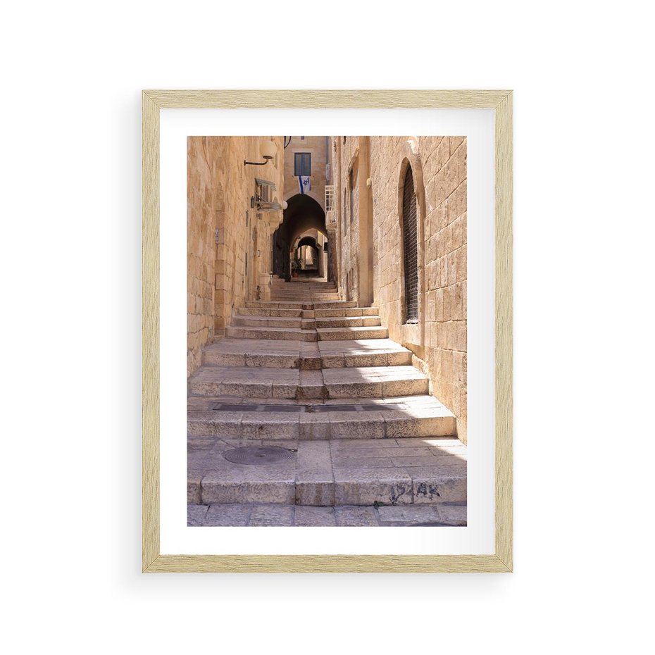 Plakat w ramie 30x40 - miasto w innej odsłonie - uliczka, perspektywa - rama drewno