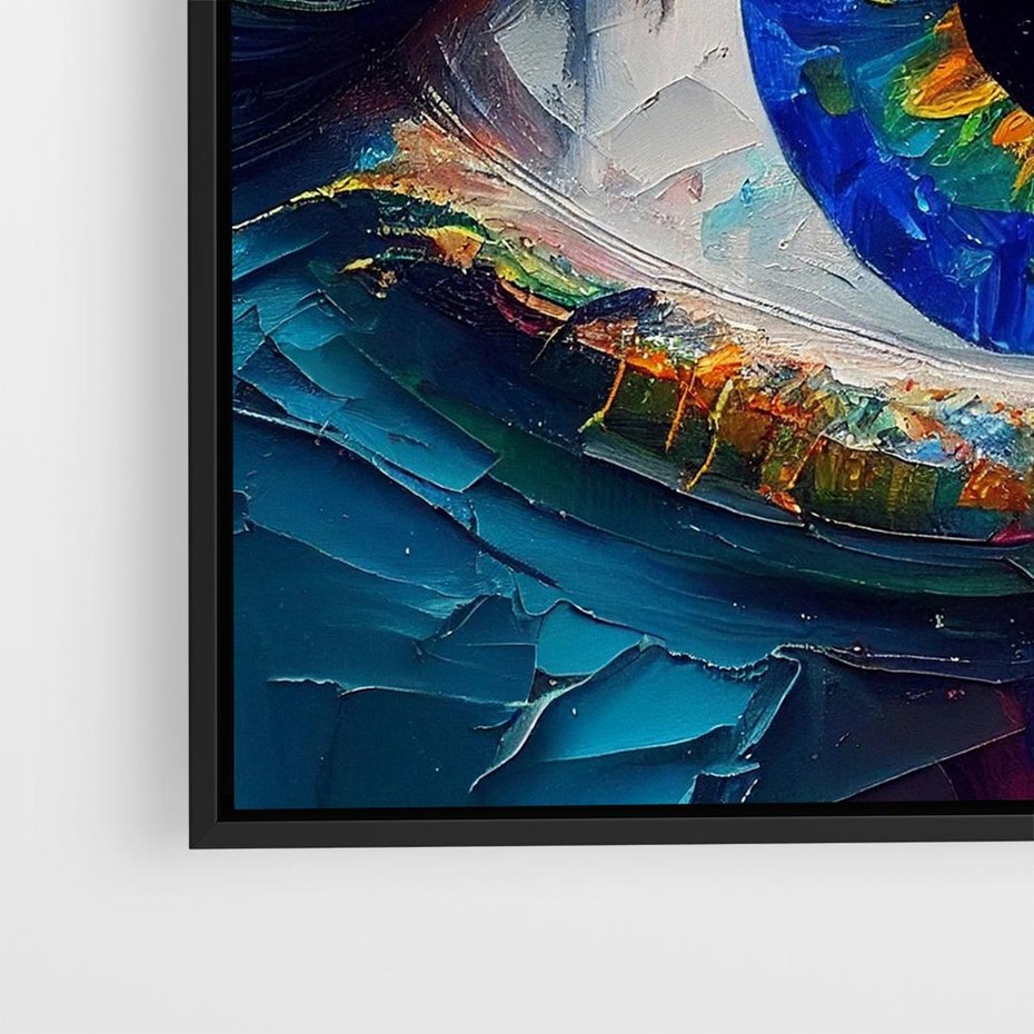 Obraz w ramie 50x50 - Mistyka Tęczowego Oka - oko, obraz olejny - rama czarna