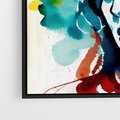 Obraz w ramie 70x50 - Abstrakcyjna ekstaza barw - abstrakcyjny portret kobiety, szkic czarną kreską - rama czarna