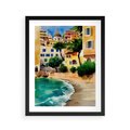 Plakat w ramie 40x50 - Zamieszkajmy Tu - akwarela, śródziemnomorski klimat - rama czarna