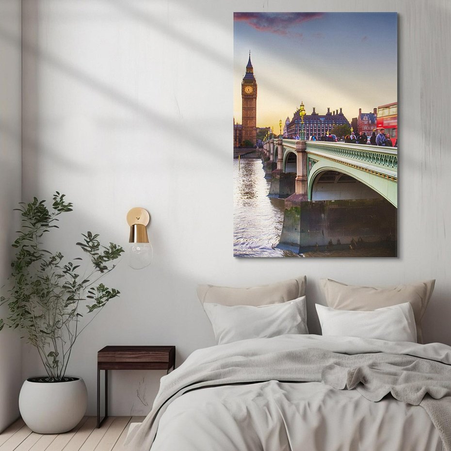 Obraz na płótnie 50x70 - London Calling: Autobus i Big Ben - Londyn, autobus