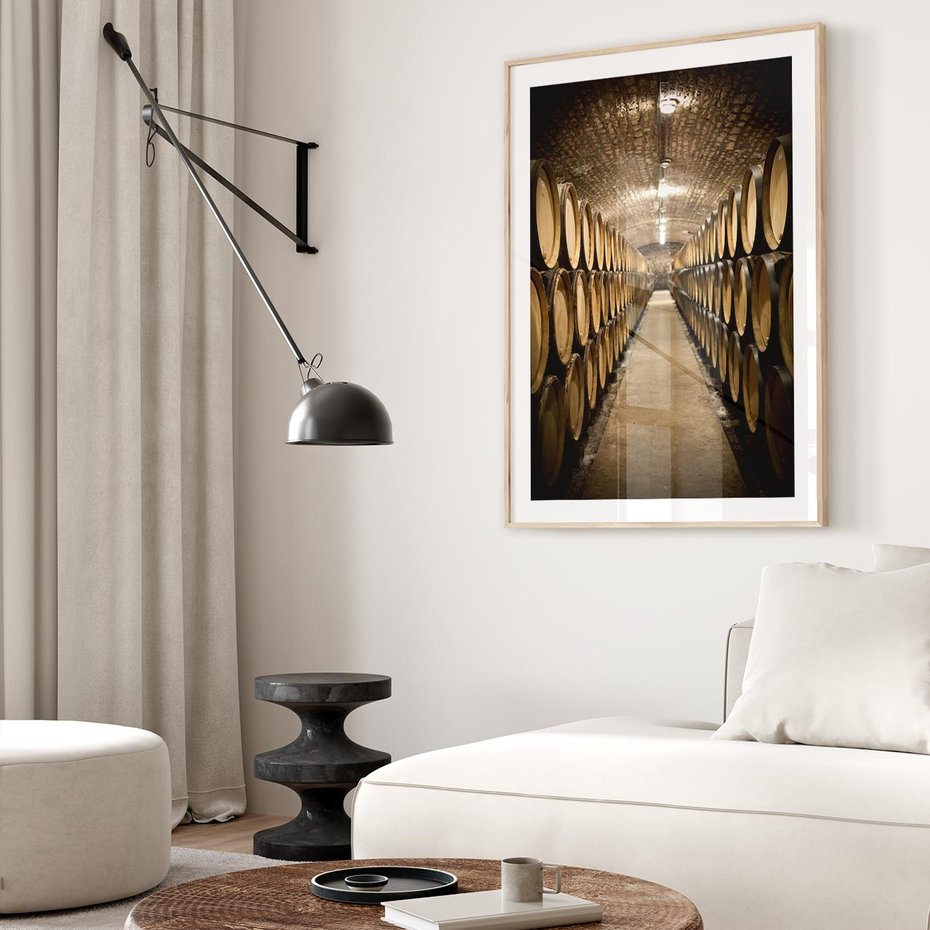 Plakat w ramie 50x70 - Winniczka - winnica, beczki - rama drewno