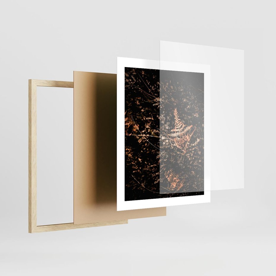 Plakat w ramie 40x50 - Jesienna Melodia - suche trawy, paprocie - rama drewno