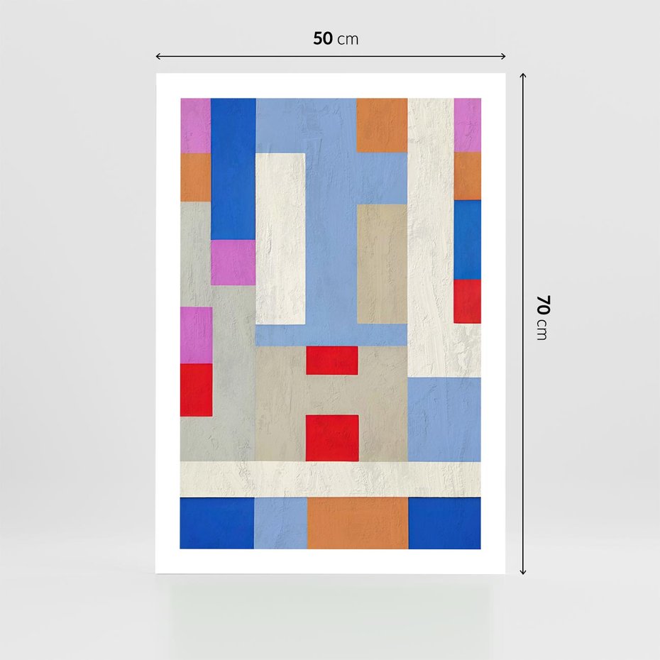 Plakat bez ramy 50x70 - Bezczasowe Przenikanie Kształtów - abstrakcyjne geometryczne kształty, olejny obraz