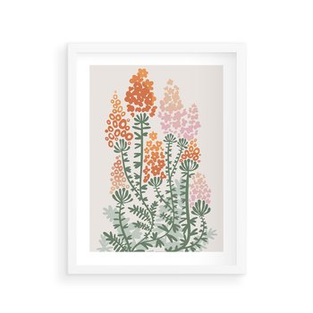 Plakat w ramie 40x50 - Kwiatowe Uniesienia - kwiaty polne, plakat - rama biała