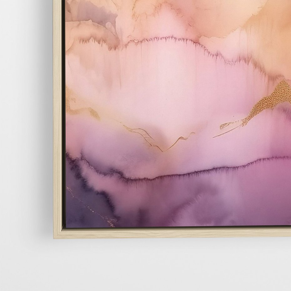 Obraz w ramie 70x100 - Pastelowe Wzgórza - pastelowe, różowe góry - rama drewno