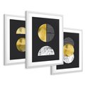 Zestaw obrazy w ramie 40x50 galeria - Złoto, minimalizm, geometryczne - rama biała