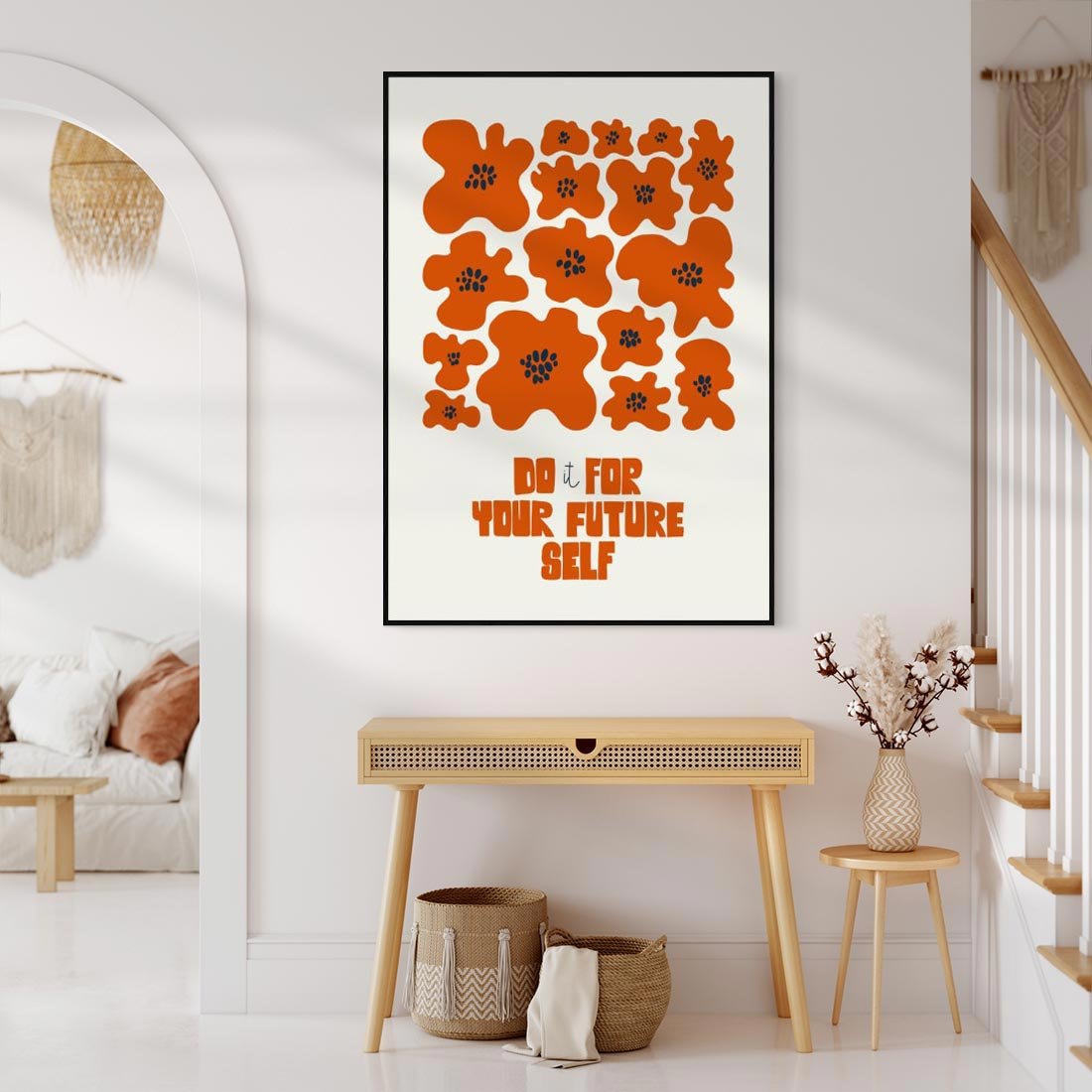 Obraz w ramie 50x70 - Taniec Kolorowych Promieni - self care, kompozycja kwiaty - rama czarna