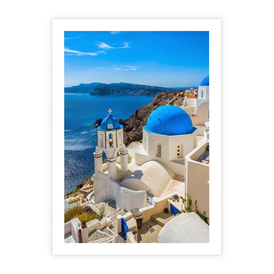 Plakat bez ramy 50x70 - Urokliwy widok na Santorini - Santorini, widok