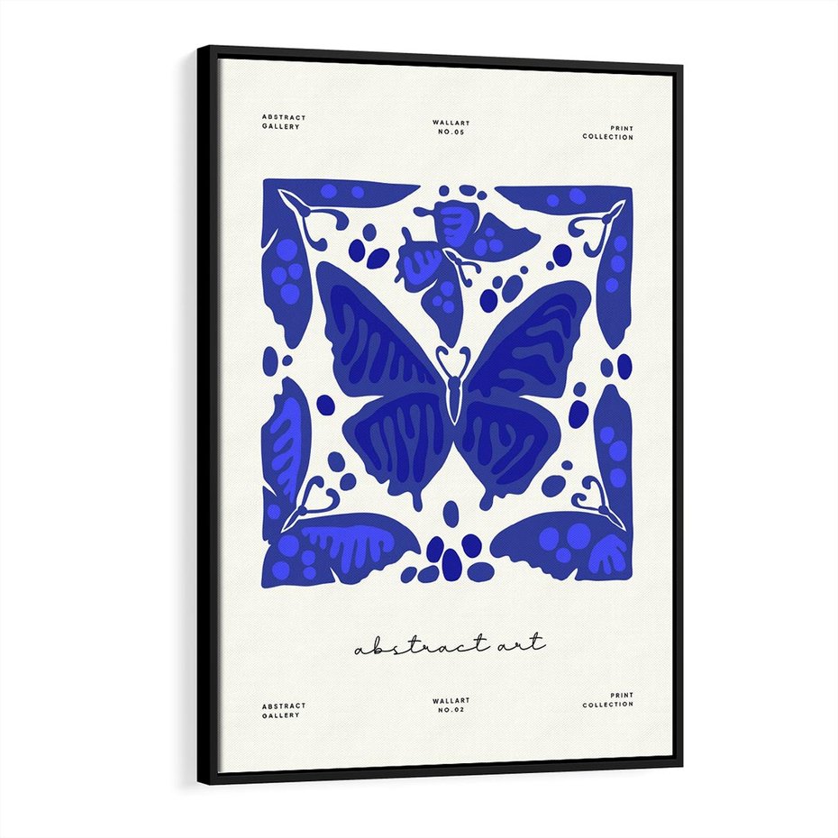 Obraz w ramie 50x70 - Wibracje Wnętrza - nowoczesny plakat, odcienie błękitu - rama czarna