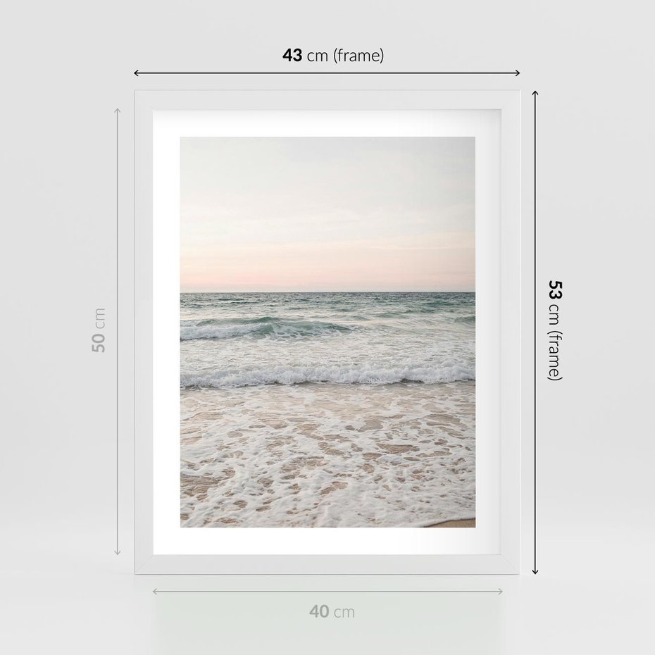 Plakat w ramie 40x50 - Krajobraz Morza i Fal - morze, fale - rama biała