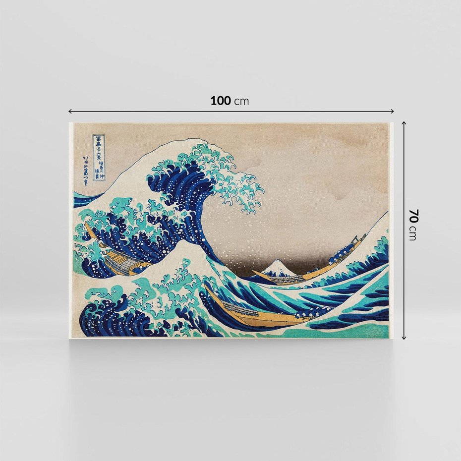 Obraz na płótnie 100x70 - "Wielka Fala u wybrzeży Kanagawy" Katsushiki Hokusai - Reprodukcja - reprodukcja, obraz na płótnie