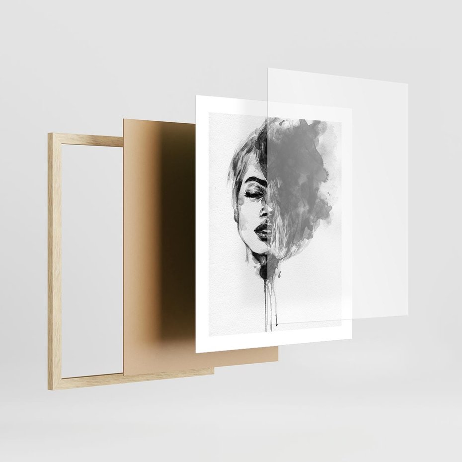 Plakat w ramie 40x50 - Kobieta w akwareli - kobieta, akwarela - rama drewno