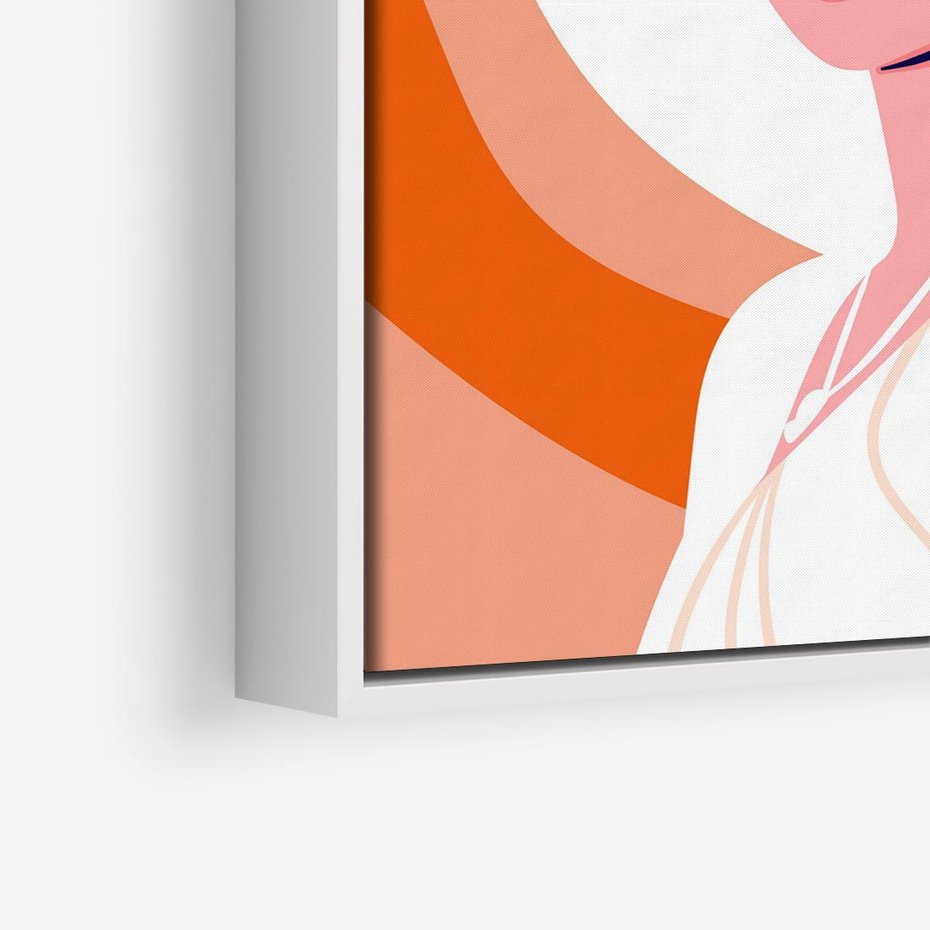 Obraz w ramie 80x80 - Kobieca Harmonia - nowoczesny plakat, styl retro - rama biała