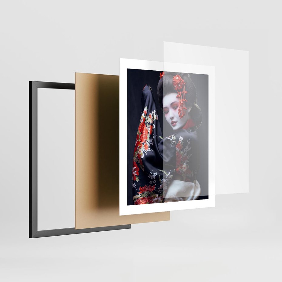 Plakat w ramie 40x50 - Elegancka japońska gejsza - japońska, gejsza - rama czarna