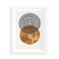Plakat w ramie 50x70 - Taniec Okręgów - boho obraz, geometria - rama biała