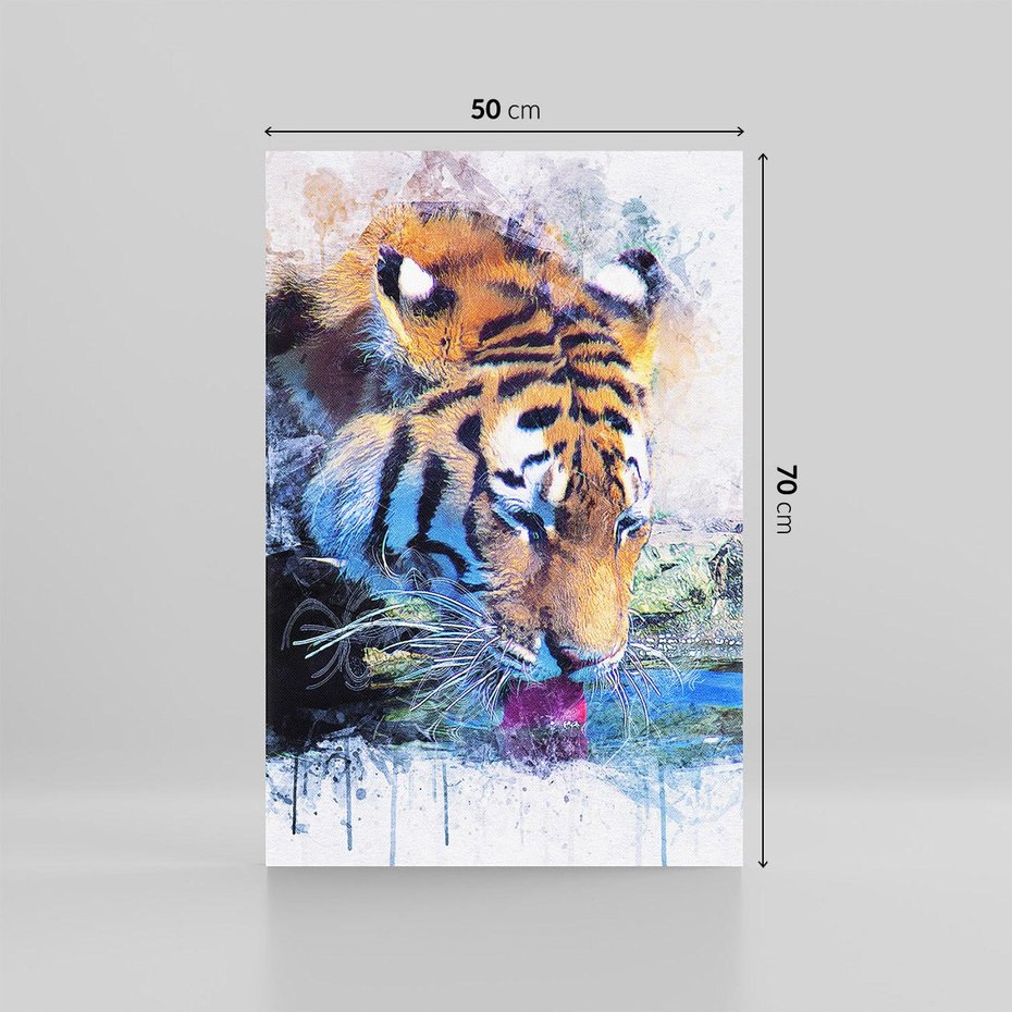Obraz na płótnie 50x70 - Tygrys w abstrakcyjnym tańcu - tygrys, sztuka