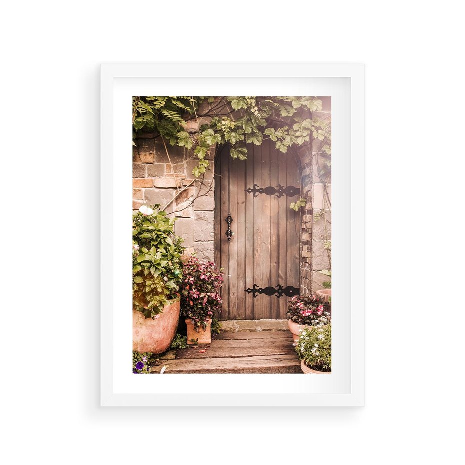 Plakat w ramie 30x40 - Wyjątkowy Klimat - drzwi, stare - rama biała