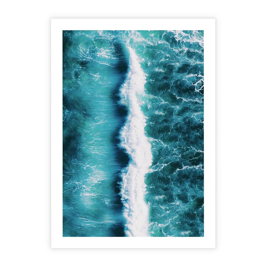Plakat bez ramy 21x30 - Błękitna Siła Oceanu - fale, ocean